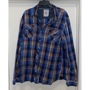 BUFFALO DAVID BITTON POCKET PREMIUM SHIRTS BUTTON SHIRT 2XL leather accent plaid